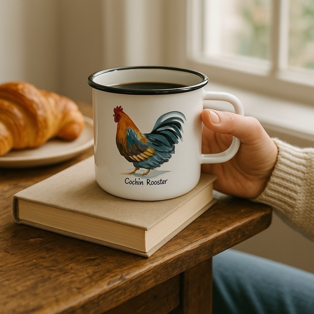The Cochin Rooster enamel Mug